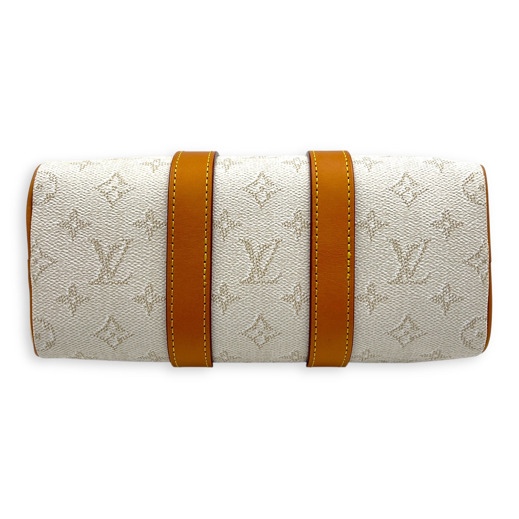 Heritage Keepall 25 Beige Top Handle Bag in Coated Canvas, Gold hardware