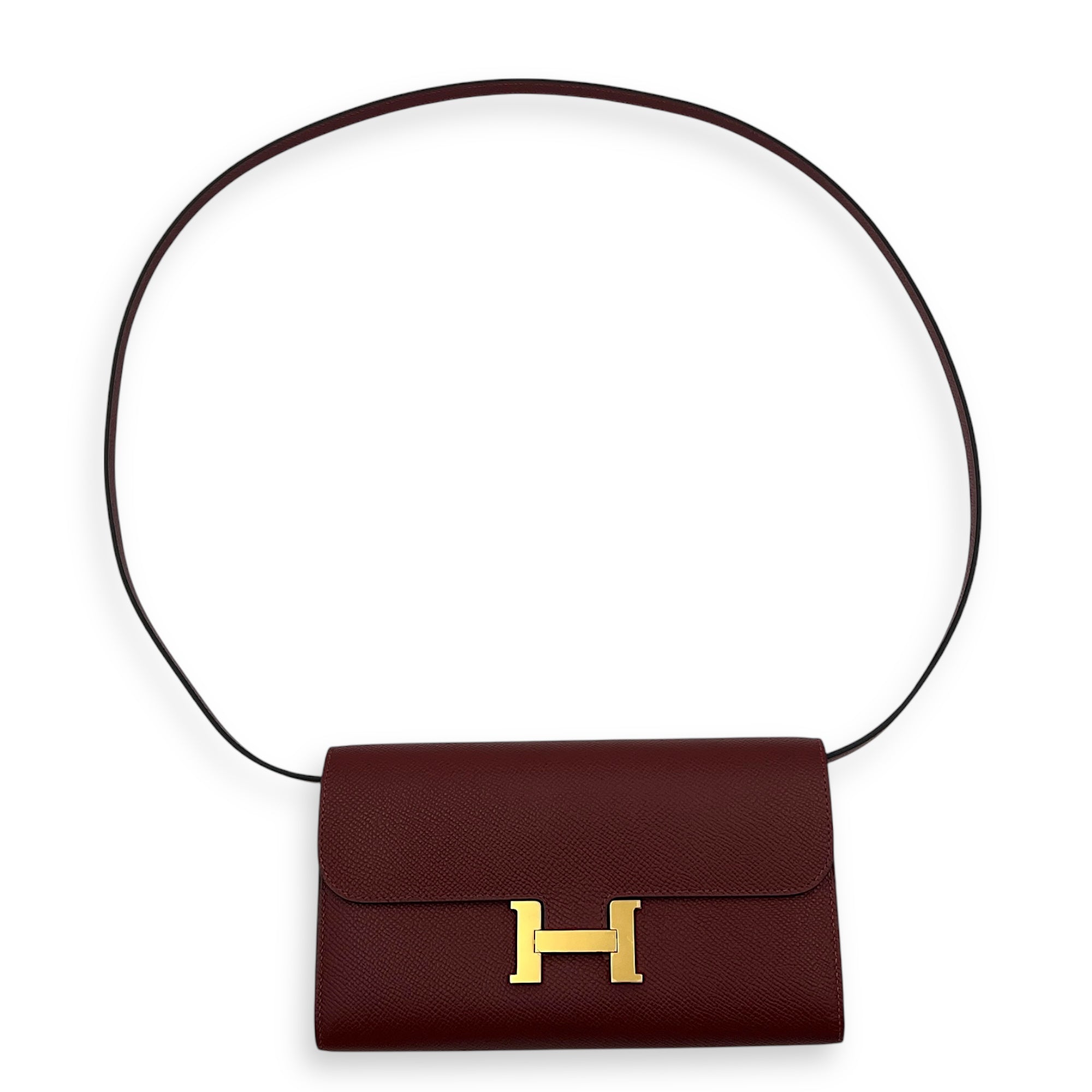 Constance To Go  Rouge H in Epsom, Gold hardware