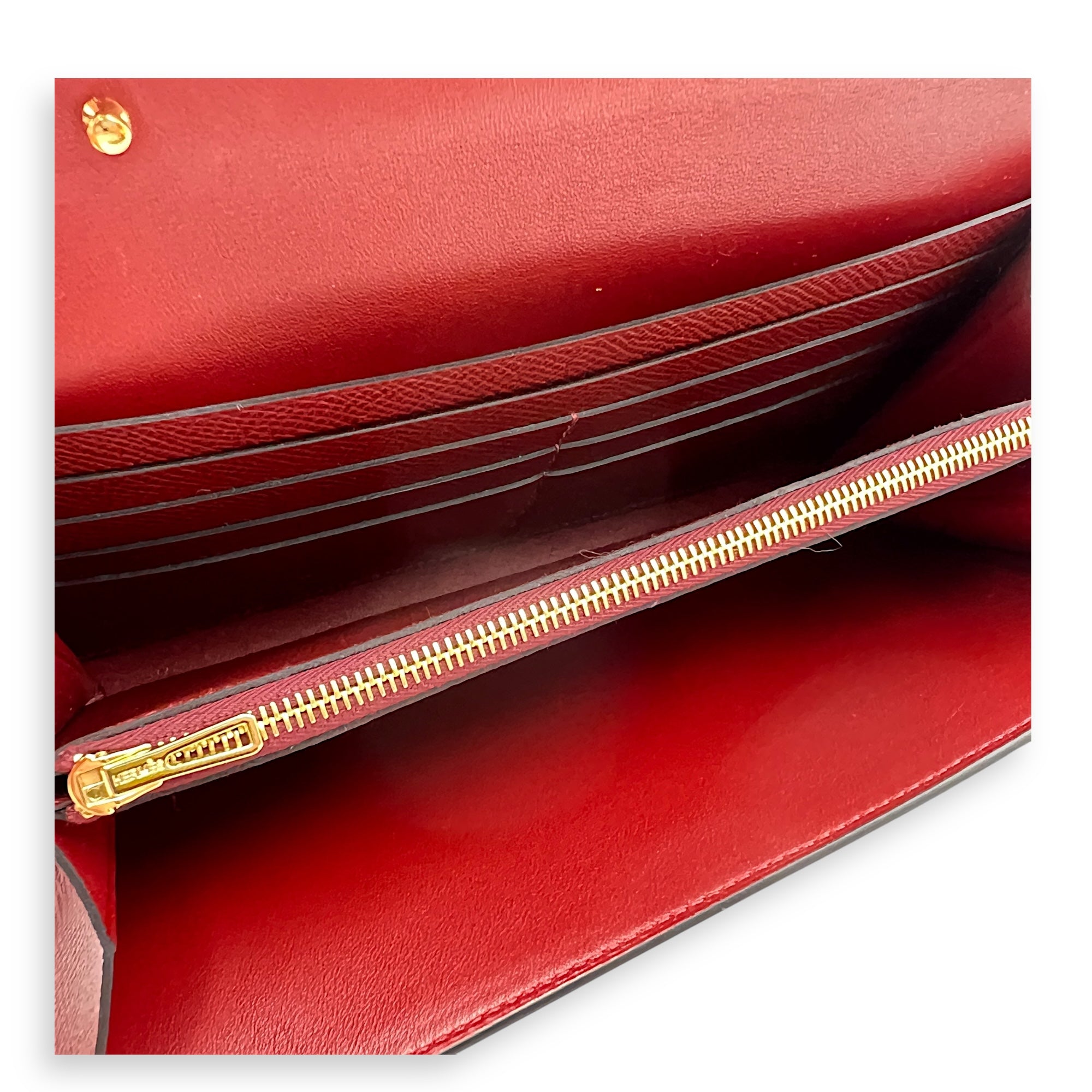 Constance To Go  Rouge H in Epsom, Gold hardware