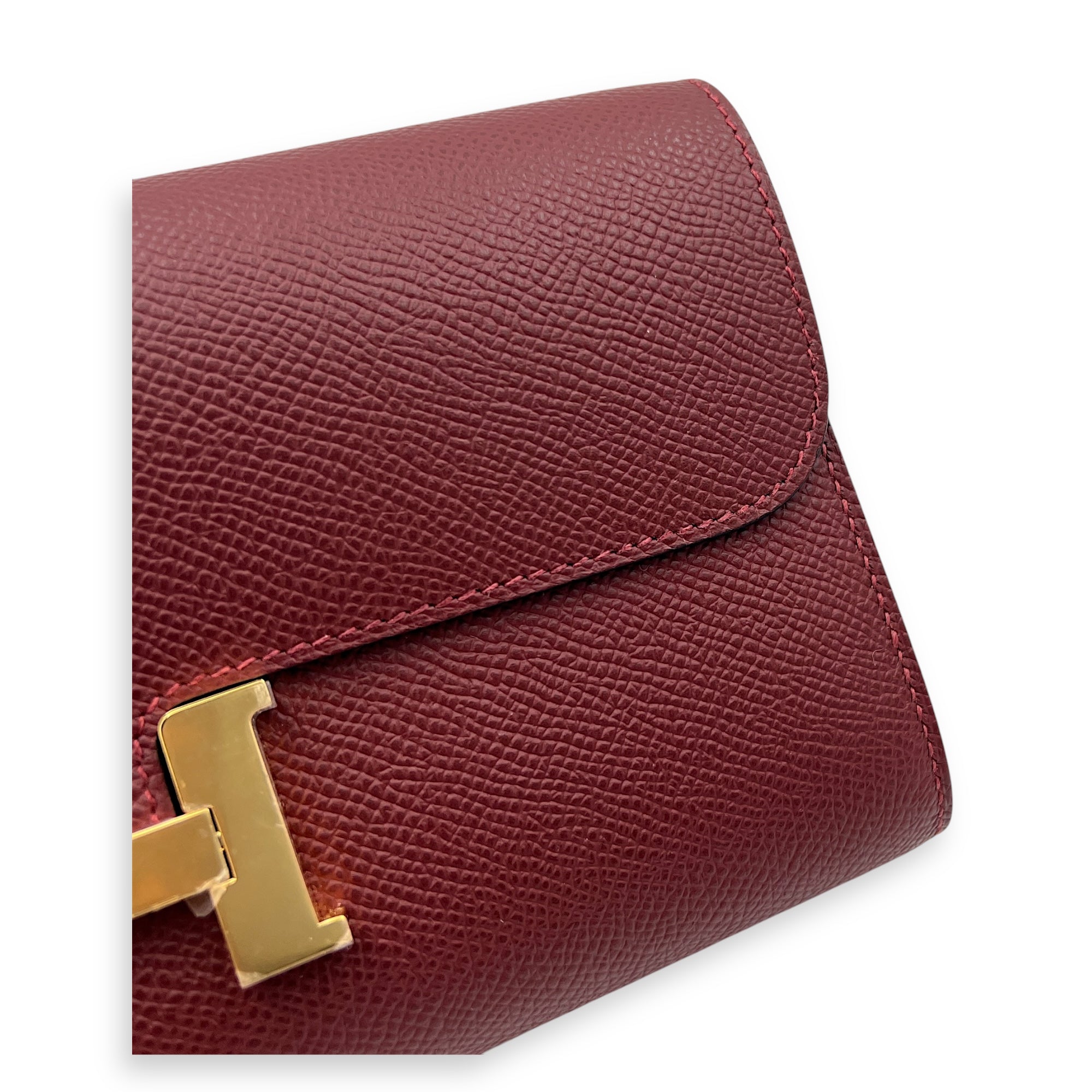 Constance To Go  Rouge H in Epsom, Gold hardware