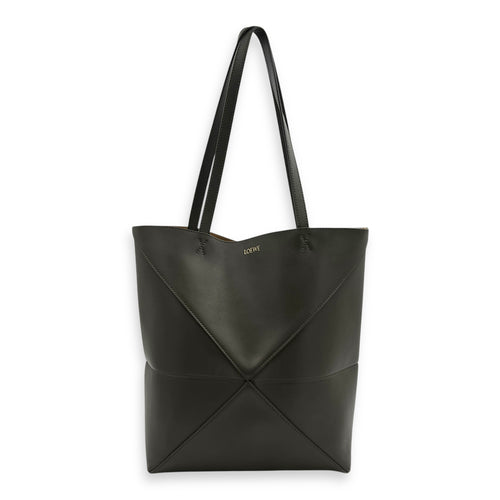 Puzzle Fold Tote Bag Green in Calfskin