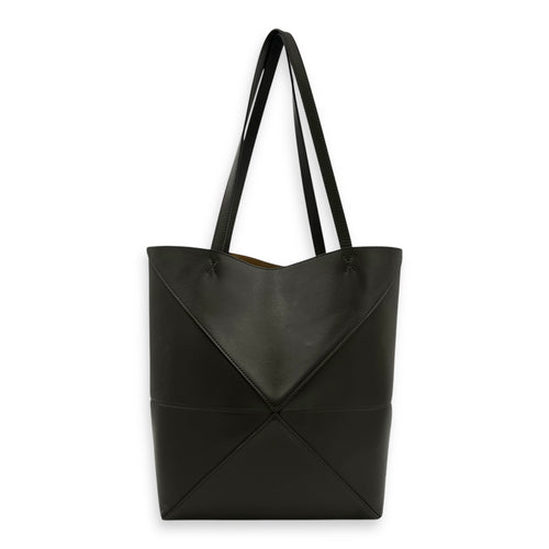 Puzzle Fold Tote Bag Green in Calfskin