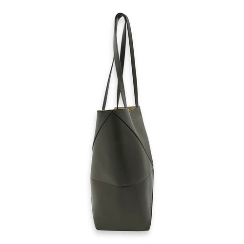 Puzzle Fold Tote Bag Green in Calfskin