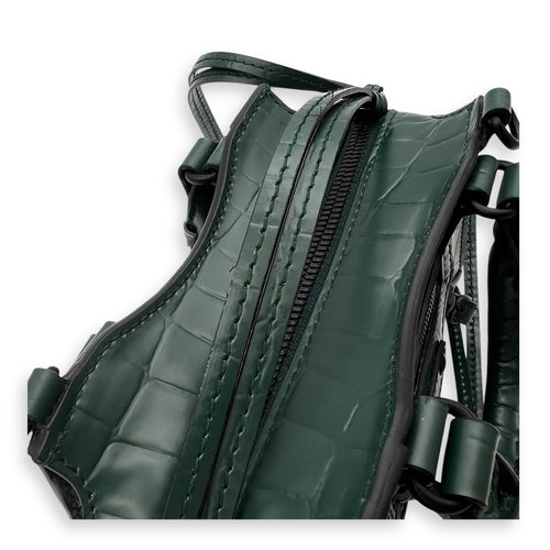 Neo Classic Top Handle Bag Green in Crocodile Embossed Calfskin, Black hardware