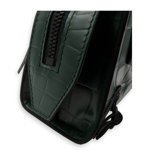 Neo Classic Top Handle Bag Green in Crocodile Embossed Calfskin, Black hardware