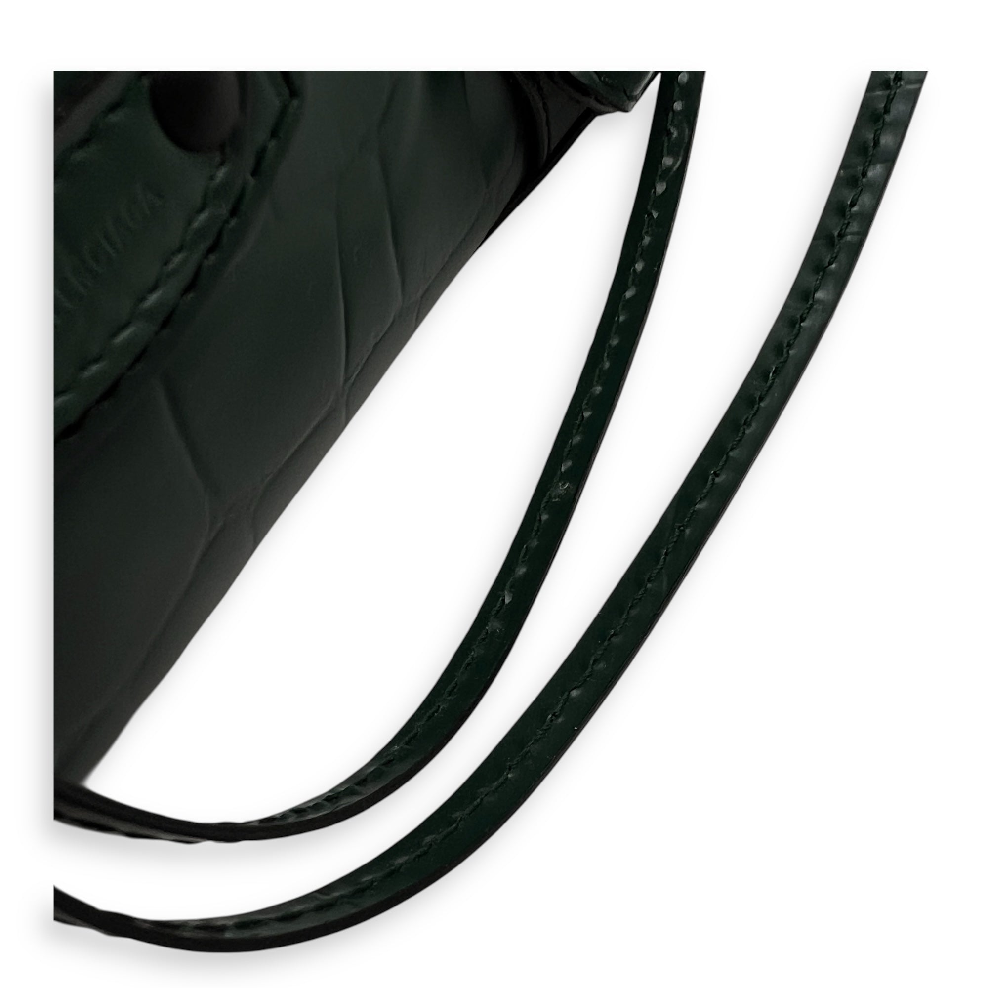 Neo Classic Top Handle Bag Green in Crocodile Embossed Calfskin, Black hardware