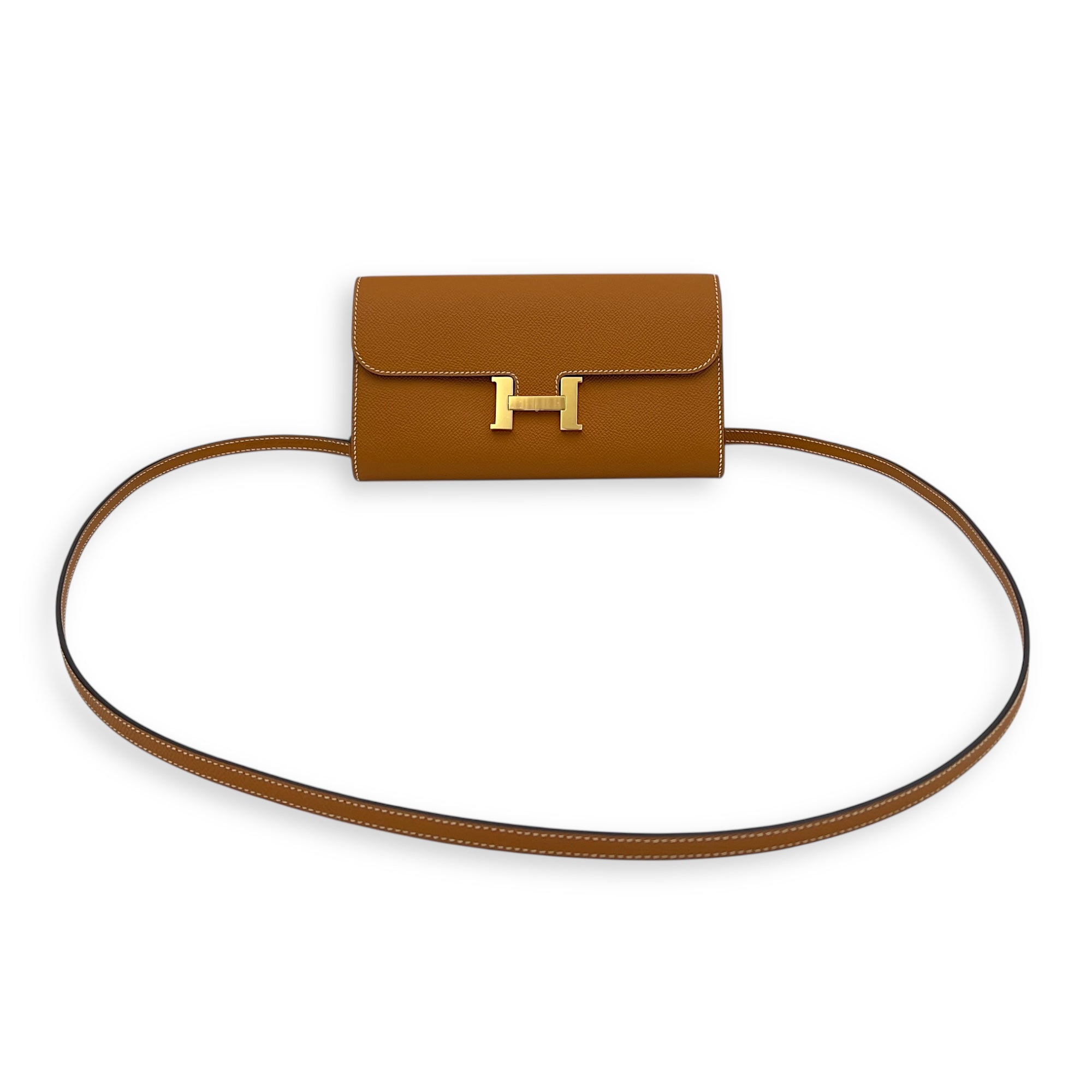 Constance To Go Toffe Crossbody Bag in Epsom, Gold hardware