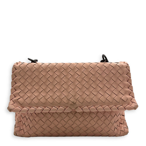 NA Shoulder Bag Beige in Calfskin, Gunmetal hardware