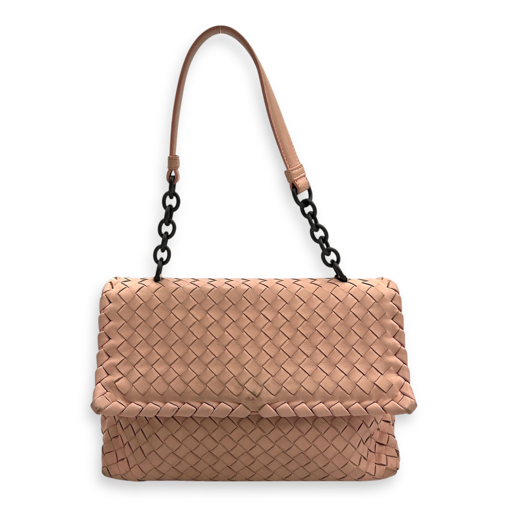 NA Shoulder Bag Beige in Calfskin, Gunmetal hardware