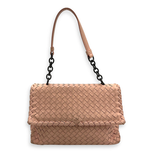 NA Shoulder Bag Beige in Calfskin, Gunmetal hardware