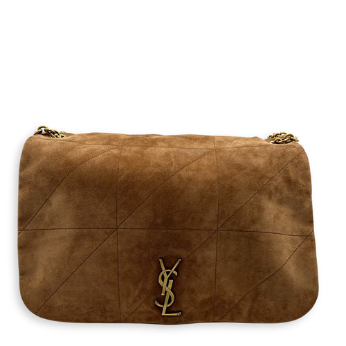 Jamie 4.3 Brown Shoulder Bag in Suede Leather, Gold hardware