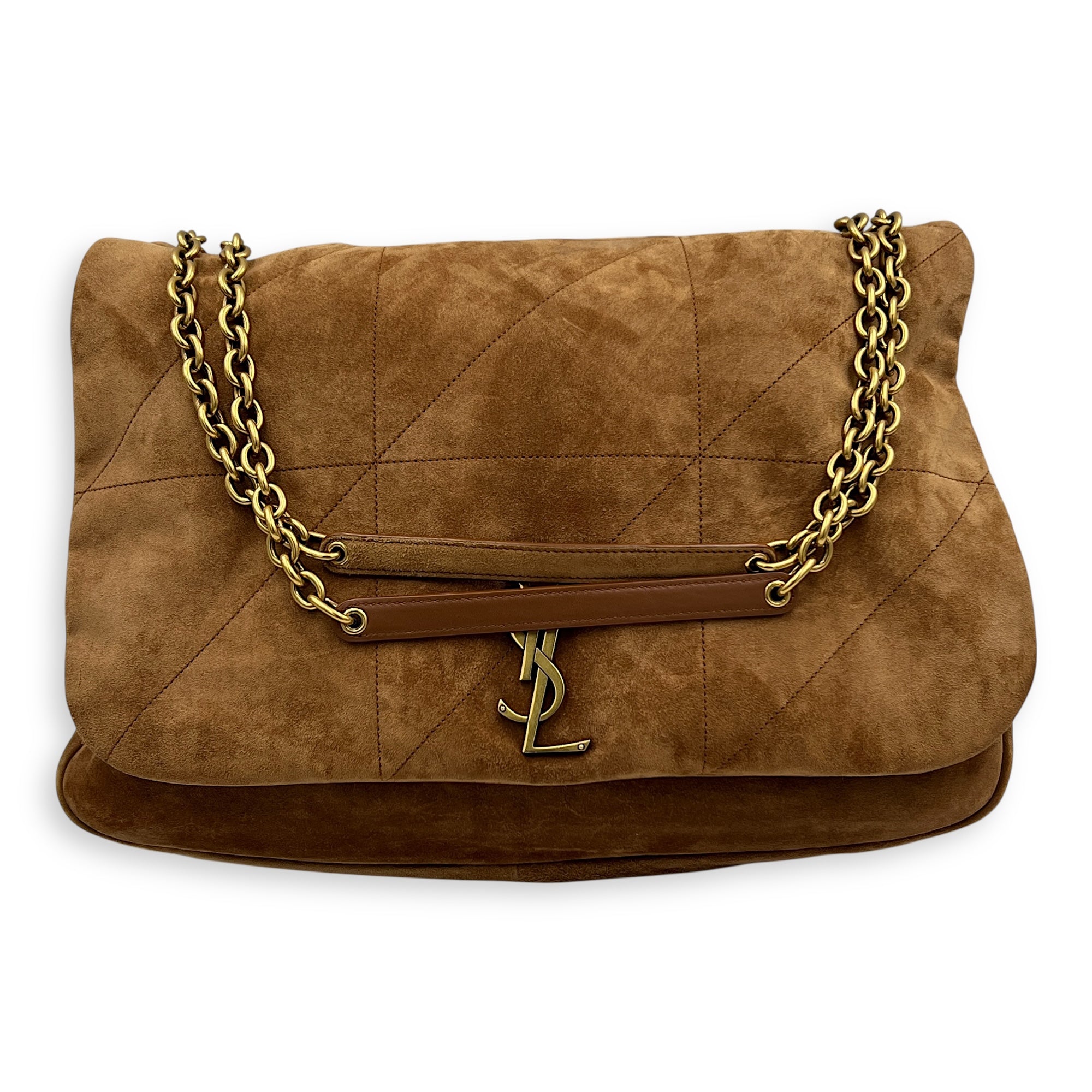 Jamie 4.3 Brown Shoulder Bag in Suede Leather, Gold hardware