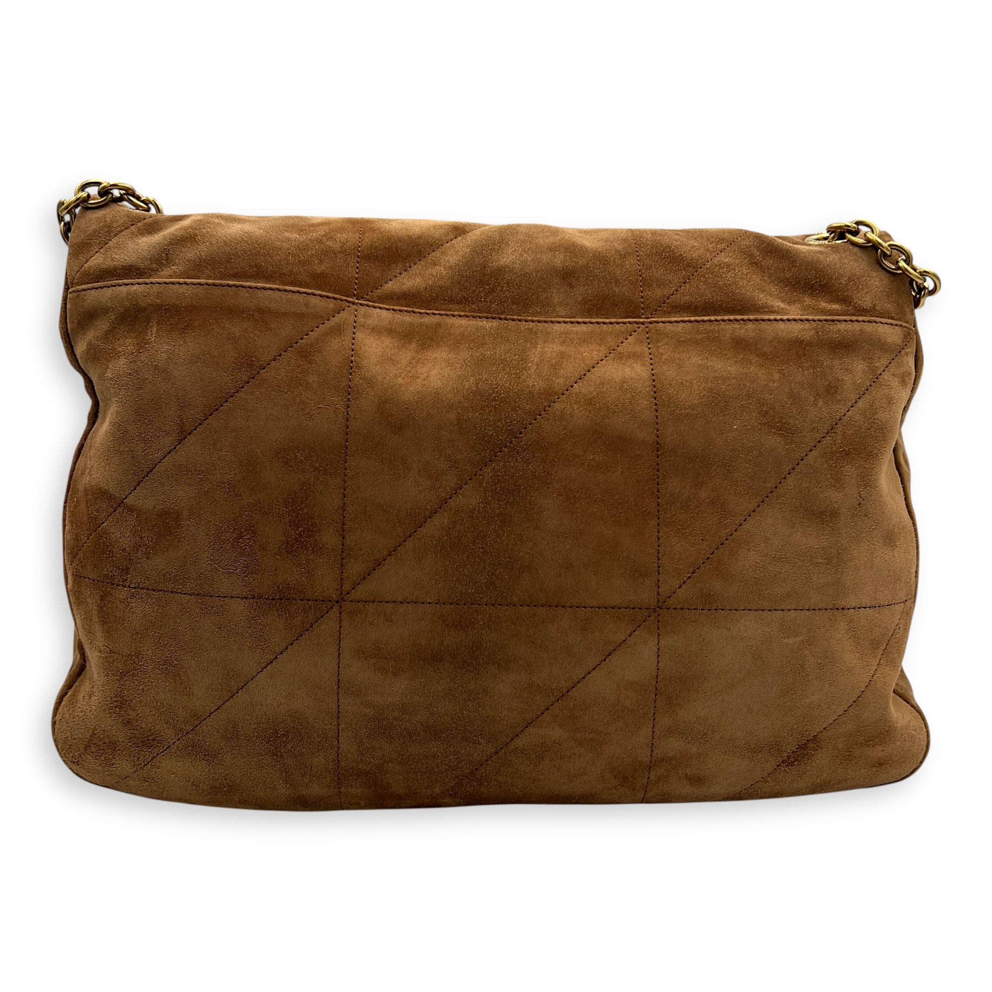 Jamie 4.3 Brown Shoulder Bag in Suede Leather, Gold hardware