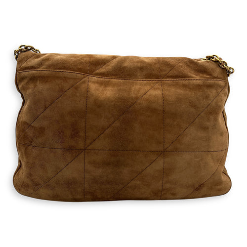Jamie 4.3 Brown Shoulder Bag in Suede Leather, Gold hardware