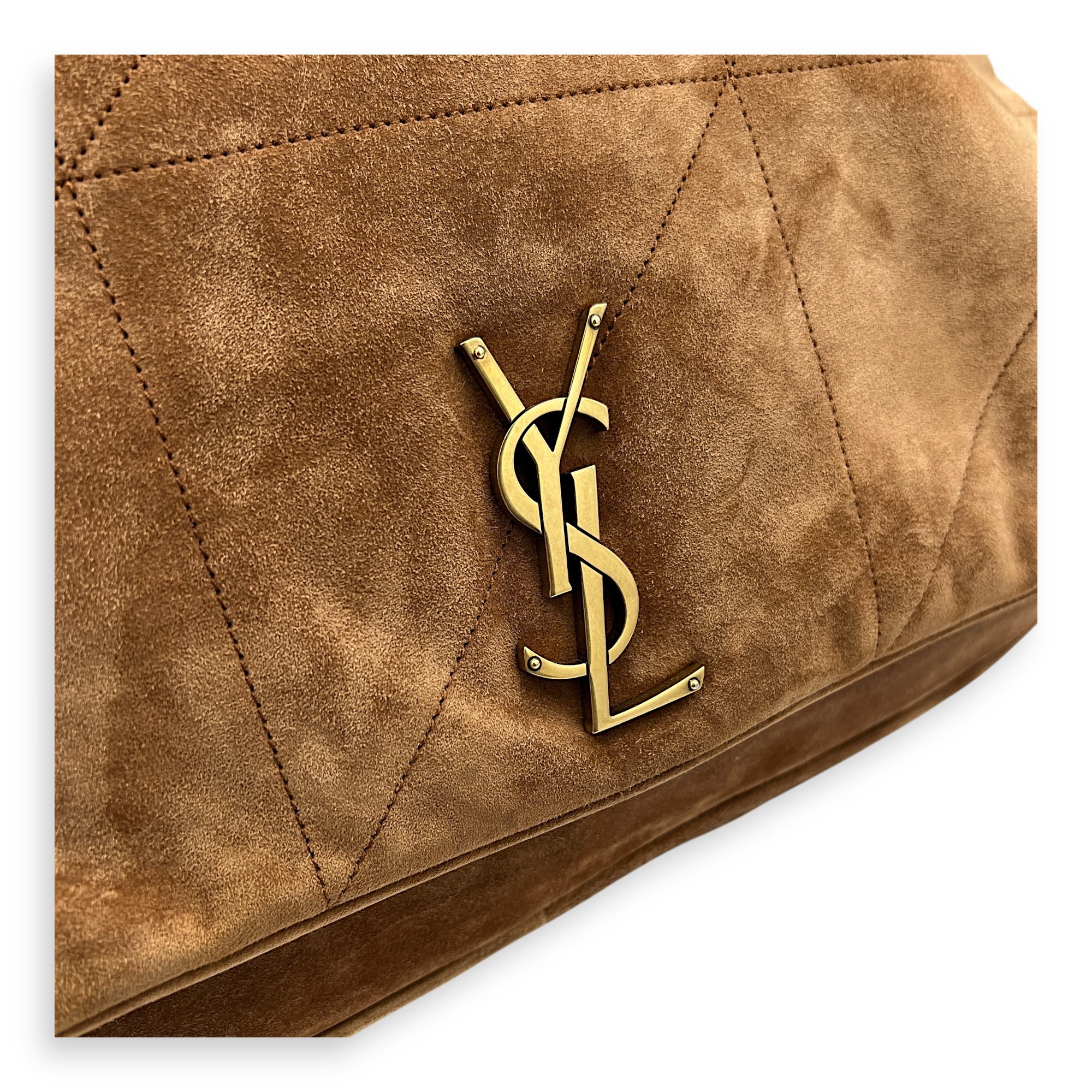 Jamie 4.3 Brown Shoulder Bag in Suede Leather, Gold hardware