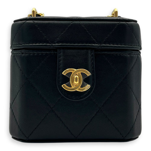 23A Clutch with Chain Black Vanity Bag in Lambskin, Gold hardware