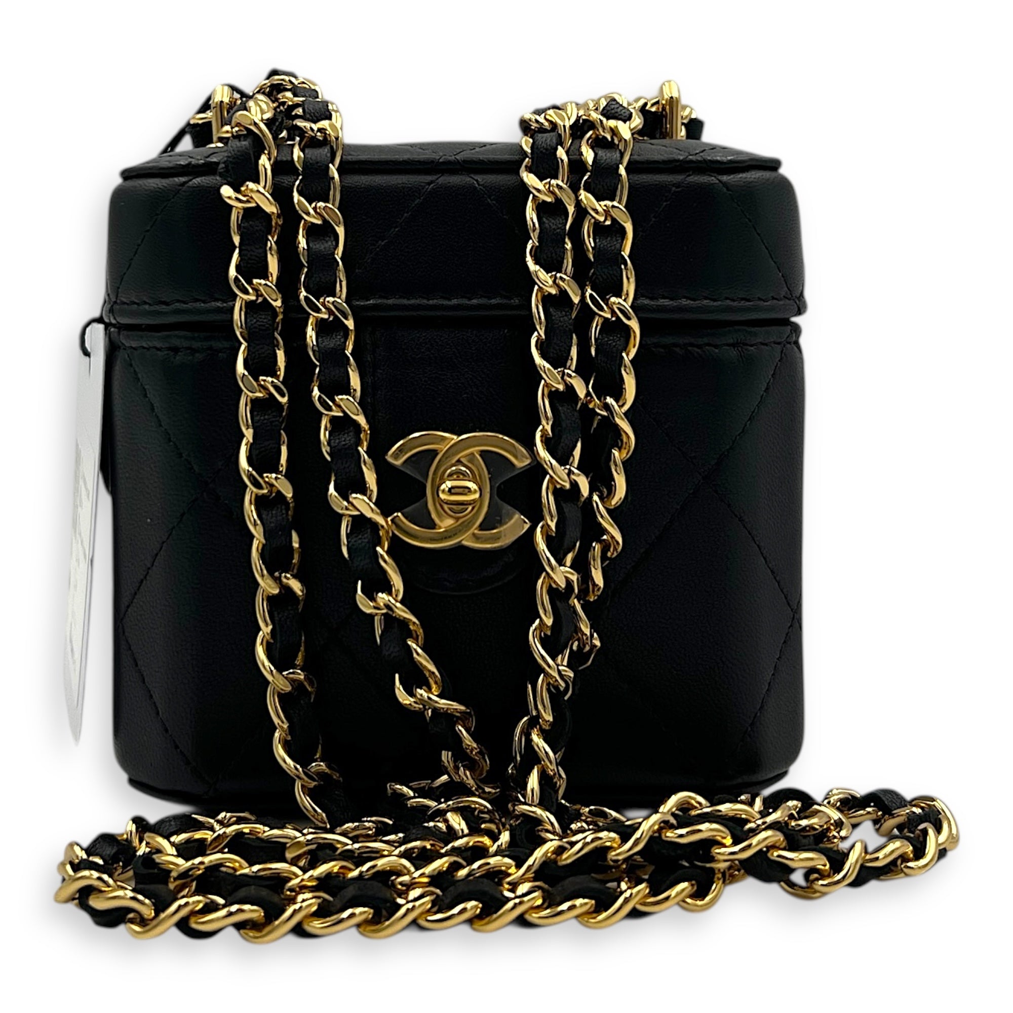 23A Clutch with Chain Black Vanity Bag in Lambskin, Gold hardware