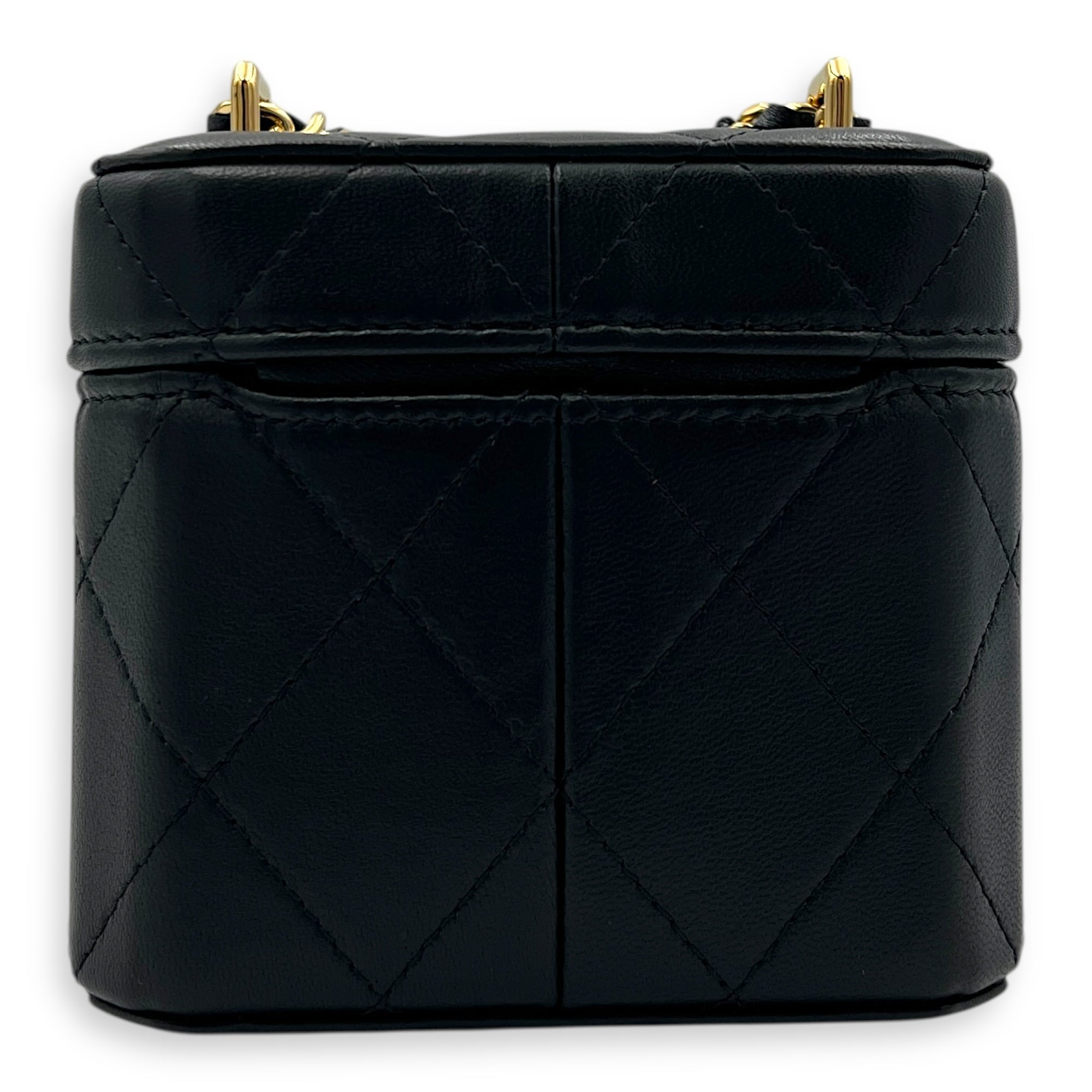 23A Clutch with Chain Black Vanity Bag in Lambskin, Gold hardware