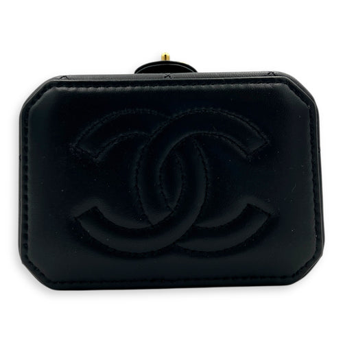 23A Clutch with Chain Black Vanity Bag in Lambskin, Gold hardware