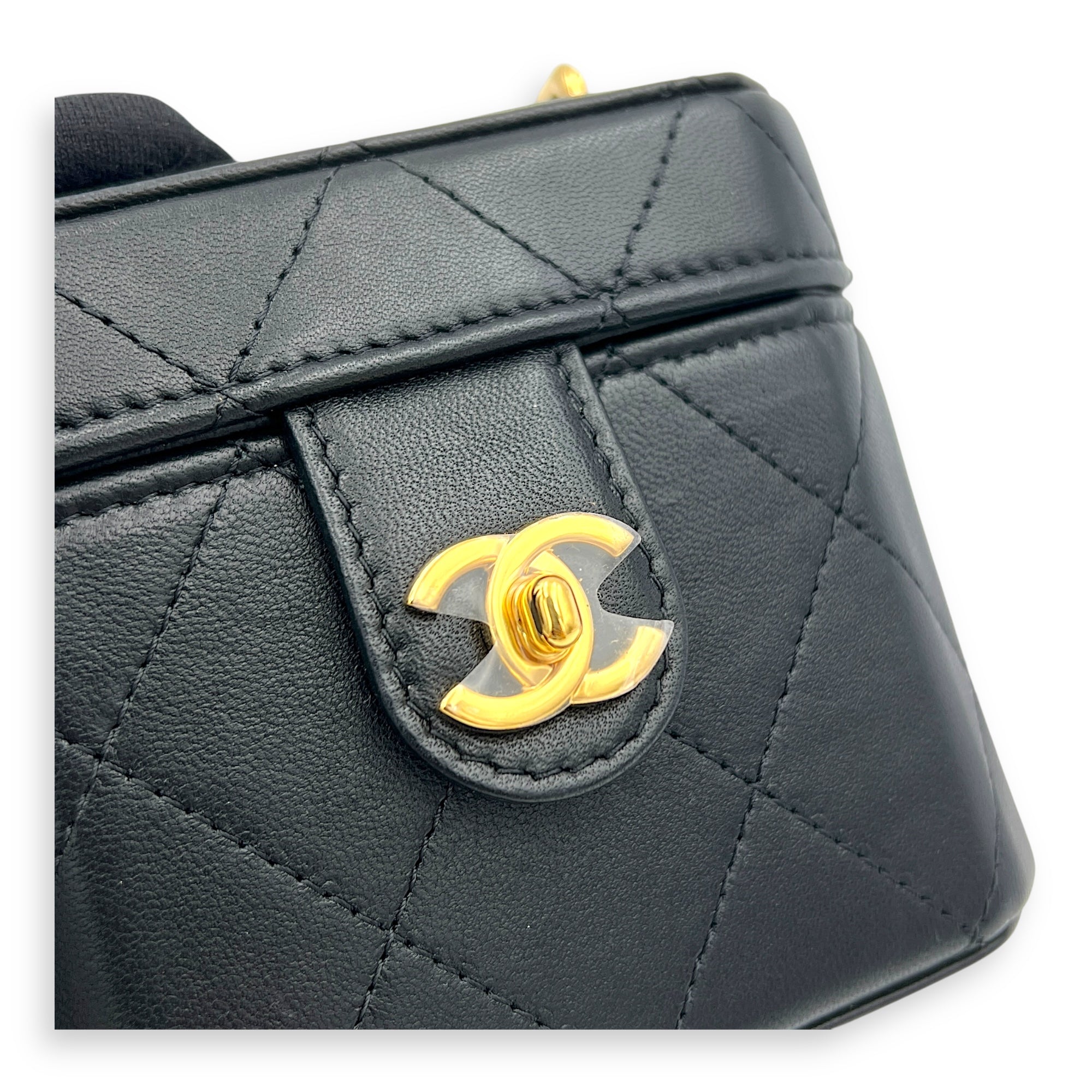 23A Clutch with Chain Black Vanity Bag in Lambskin, Gold hardware