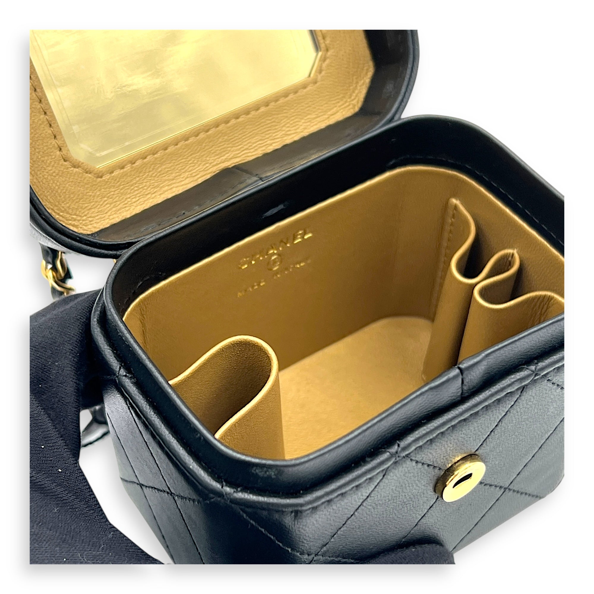 23A Clutch with Chain Black Vanity Bag in Lambskin, Gold hardware