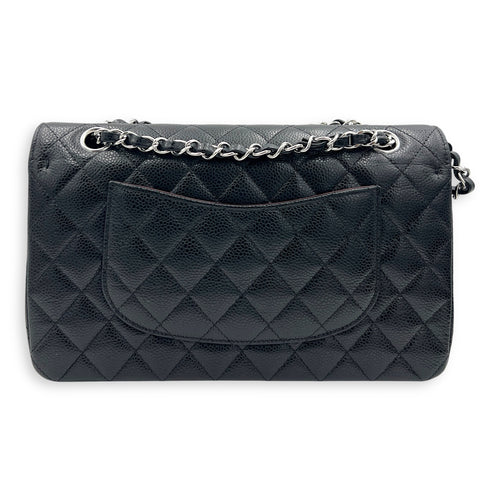 Classic Shoulder Bag Medium Black in Caviar Leather, Silver hardware