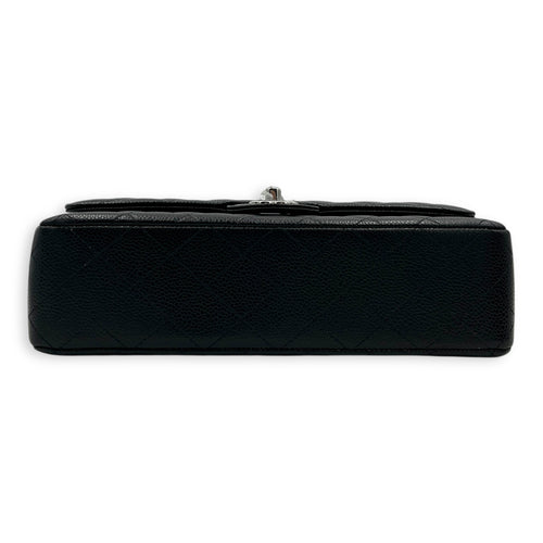 Classic Shoulder Bag Medium Black in Caviar Leather, Silver hardware