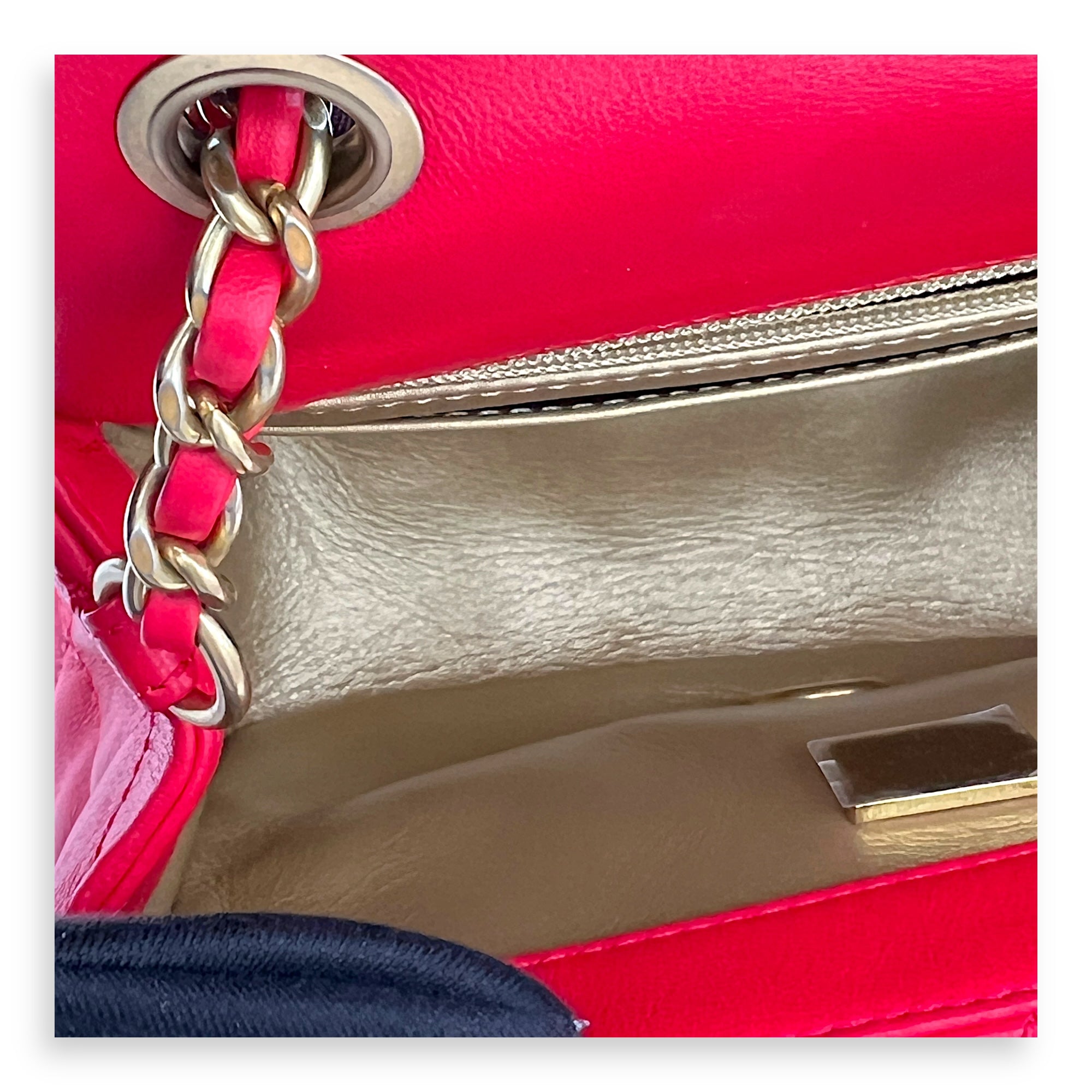Mini Square Pearl Crush Shoulder Bag Red in Lambskin, Gold hardware