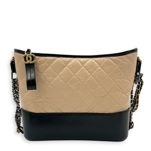 Gabrielle Shoulder Bag Beige in Calfskin, Mixed hardware