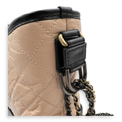 Gabrielle Shoulder Bag Beige in Calfskin, Mixed hardware