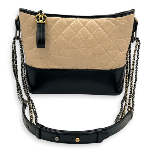 Gabrielle Shoulder Bag Beige in Calfskin, Mixed hardware