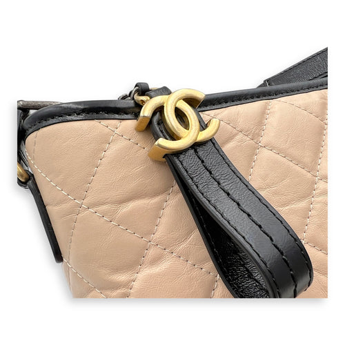 Gabrielle Shoulder Bag Beige in Calfskin, Mixed hardware
