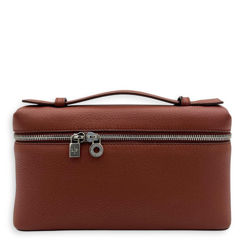 L19 Top Handle Bag Brown in Calfskin, Silver hardware