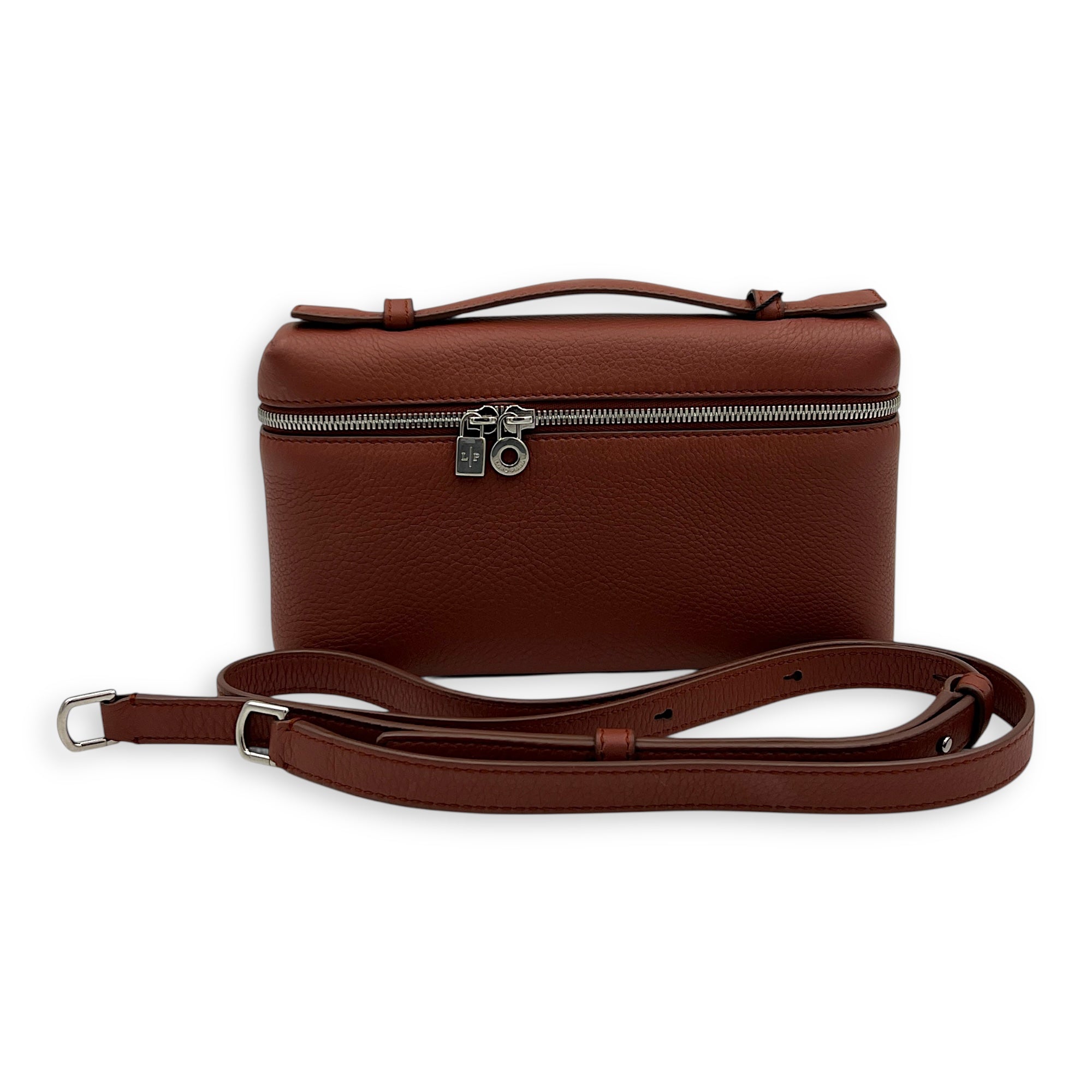 L19 Top Handle Bag Brown in Calfskin, Silver hardware