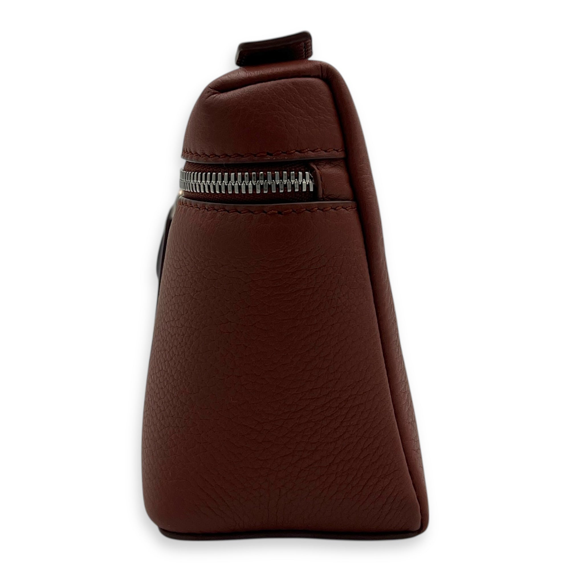 L19 Top Handle Bag Brown in Calfskin, Silver hardware