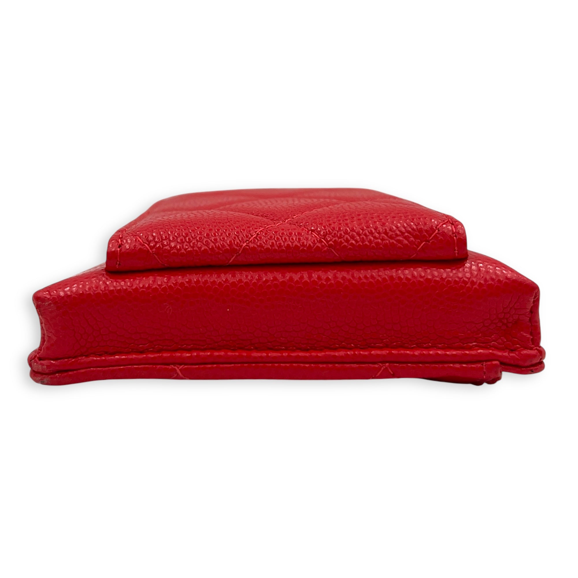 CC Phone Holder Red in Caviar Leather, Gold hardware