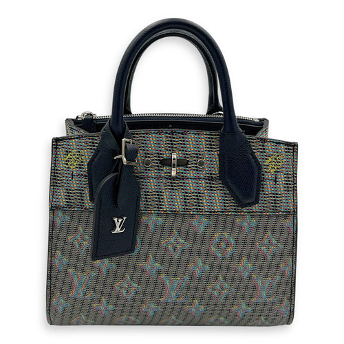 Steamer Top Handle Bag Multi-colour in Calfskin, Silver hardware