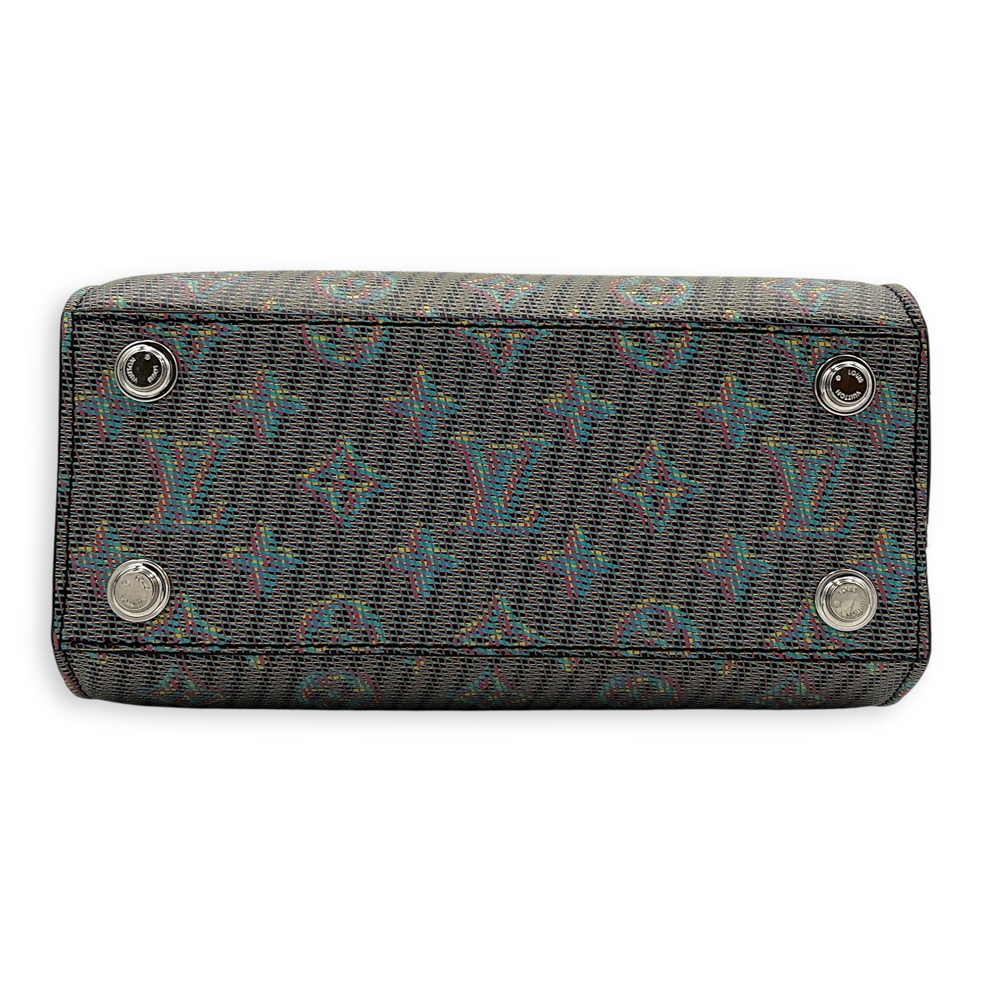 Steamer Top Handle Bag Multi-colour in Calfskin, Silver hardware