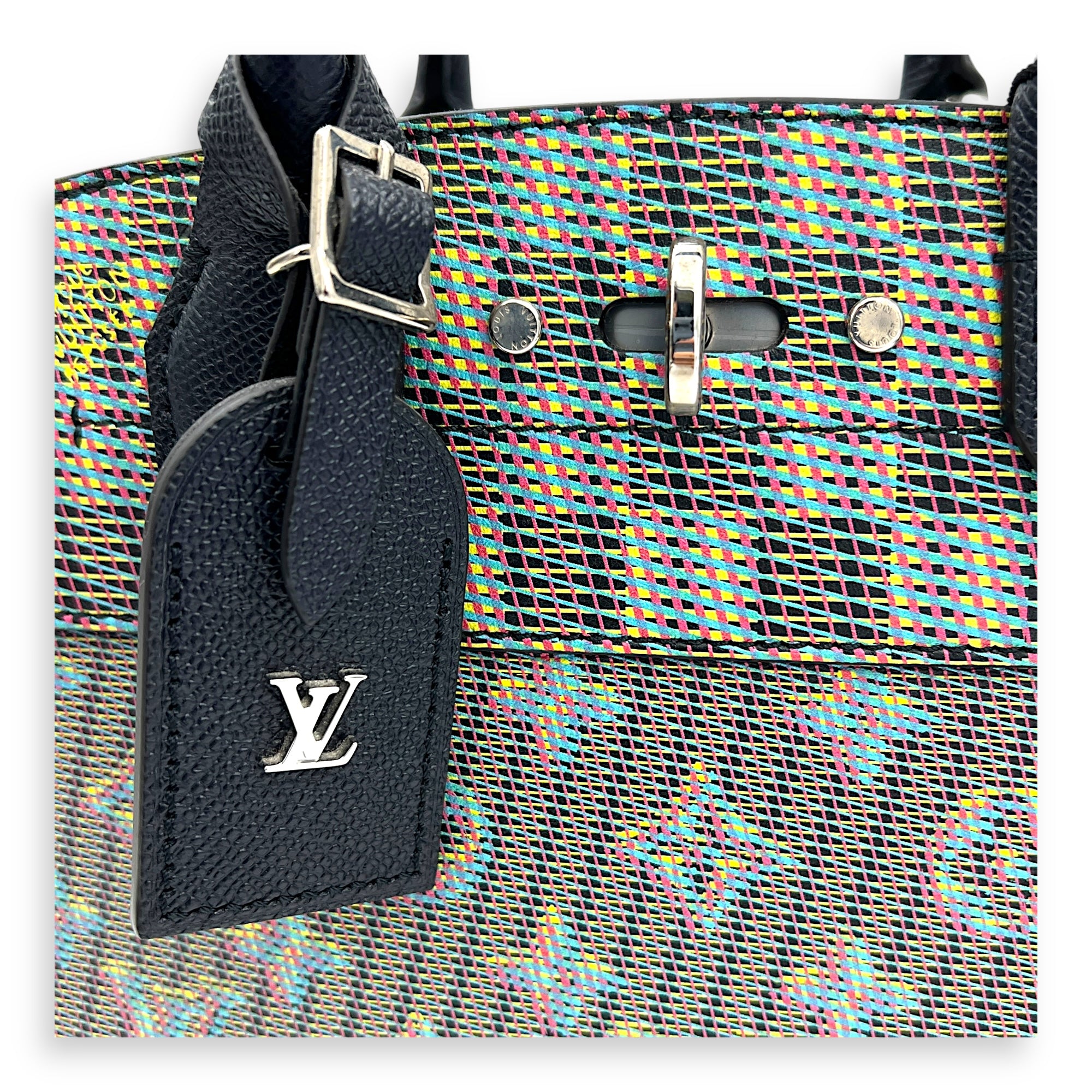 Steamer Top Handle Bag Multi-colour in Calfskin, Silver hardware