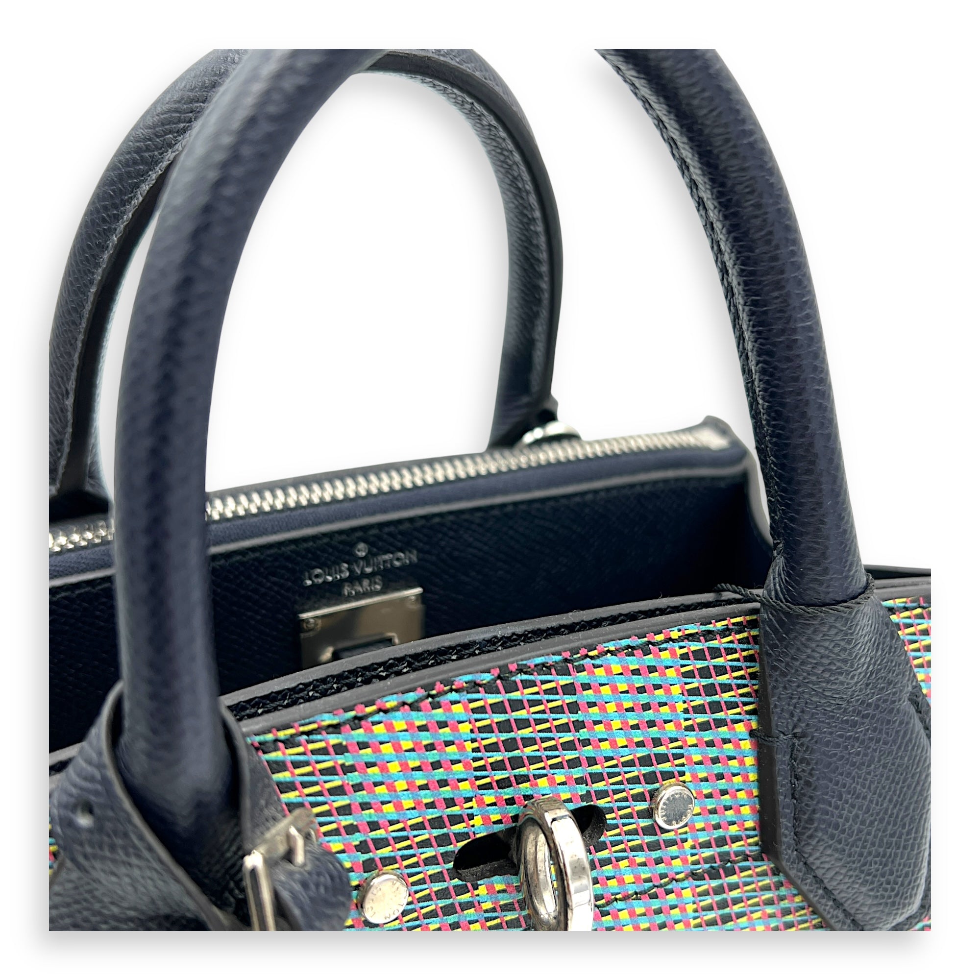 Steamer Top Handle Bag Multi-colour in Calfskin, Silver hardware