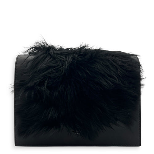 Frame Crossbody Bag Black in Calfskin, Silver hardware