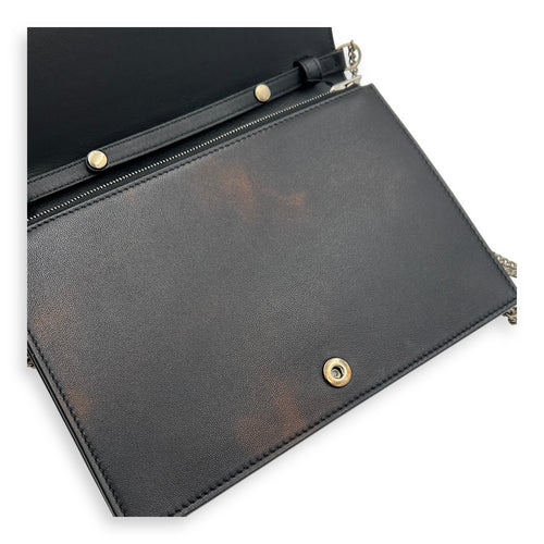 Frame Crossbody Bag Black in Calfskin, Silver hardware