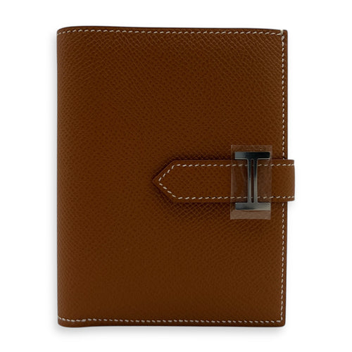 Bearn Compact Gold Wallet in Epsom, Palladium hardware