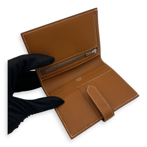 Bearn Compact Gold Wallet in Epsom, Palladium hardware
