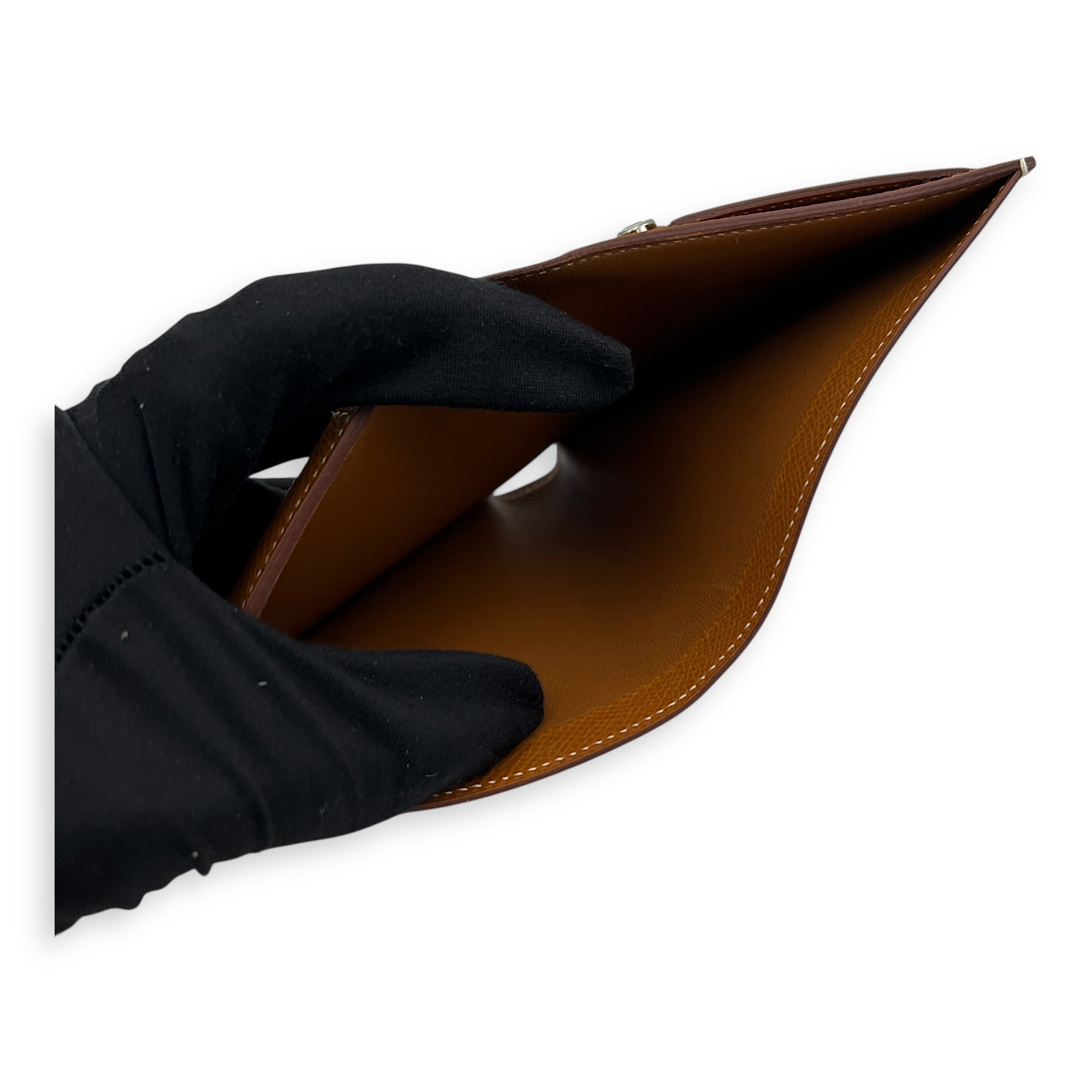 Bearn Compact Gold Wallet in Epsom, Palladium hardware