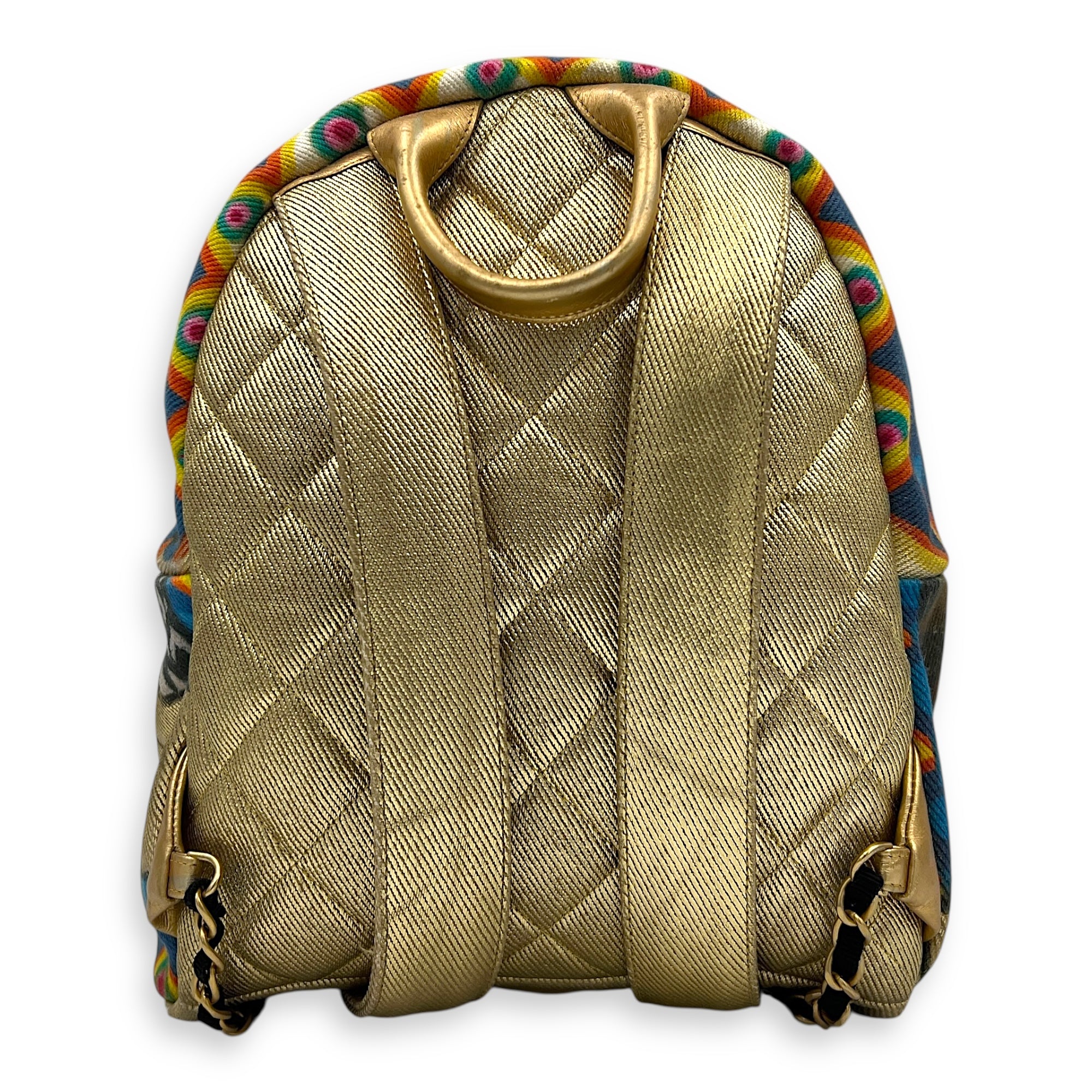 Grafitti Gold Backpack in Canvas, Gold hardware