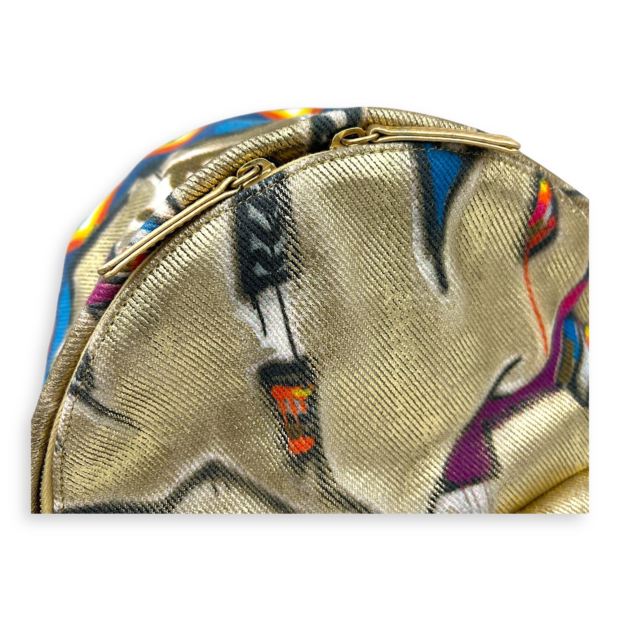Grafitti Gold Backpack in Canvas, Gold hardware