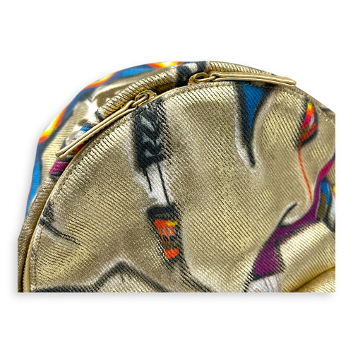 Grafitti Gold Backpack in Canvas, Gold hardware