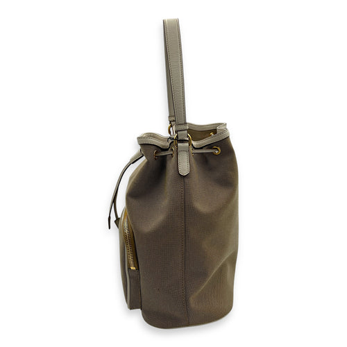 Logo Bucket Bag Beige in Canvas, Gold hardware