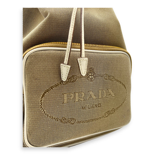 Logo Bucket Bag Beige in Canvas, Gold hardware